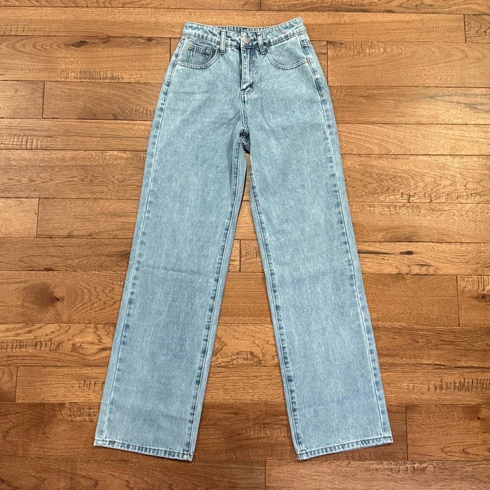 Longlugoo Wide Leg Straight High Waisted Women’s Denim Jeans - Size 4